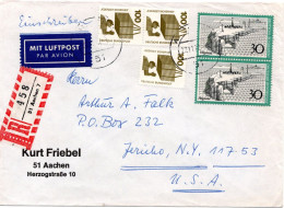 70179 - Bund - 1972 - 3@100Pfg Unfall MiF A R-LpBf AACHEN -> Jericho, NY (USA) - Cartas & Documentos