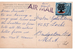 70182 - Bund - 1960 - 40Pfg Weltfluechtlingsjahr EF A LpAnsKte BREMEN -> Bridgeton, MA (USA) - Lettres & Documents