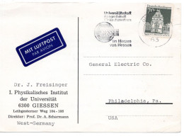 70188 - Bund - 1972 - 70Pfg Gr.Bauten EF A LpKte GIESSEN - ... -> Philadelphia, PA (USA) - Covers & Documents