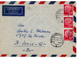 70192 - Bund - 1956 - 3@20Pfg Heuss I A LpBf VOLMARSTEIN -> St Louis, MO (USA) - Storia Postale