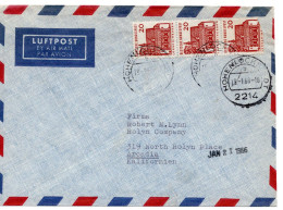 70195 - Bund - 1966 - 3@20Pfg Kl.Bauten (1x Mgl) A LpBf HOHENLOCKSTEDT -> Arcadia, CA (USA) - Cartas & Documentos