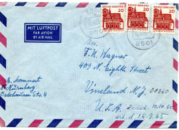 70197 - Bund - 1965 - 3@20Pfg Kl.Bauten A LpBf VACH -> Vineland, NJ (USA) - Covers & Documents