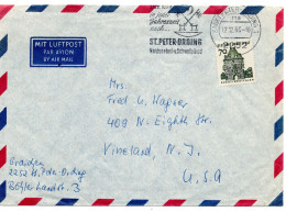 70198 - Bund - 1966 - 70Pfg Kl.Bauten EF A LpBf ST PETER-ORDING - ... -> Vineland, NJ (USA) - Lettres & Documents