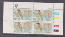 Venda 1983 Migratory Birds Plated Blocks 4 MNH - Venda