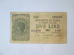 Italy 2 Lire 1944 Banknote See Pictures - Italië – 2 Lire