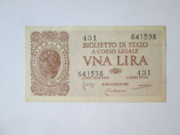 Italy 1 Lira 1944 Banknote See Pictures - Italië – 1 Lira