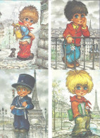 THEME ILLUSTRATEURS  MICHEL THOMAS     THEME ENFANTS LOT DE 4 CARTES   ****  A  SAISIR ***** - Thomas