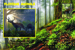 Vignette De Fantaisie , Extinct Animals, Pliocene (3), Kryptoceras Amatorum - Fantasy Labels