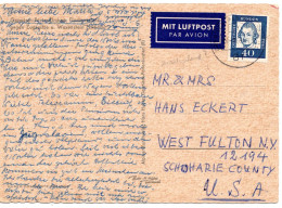 70212 - Bund - 1965 - 40Pfg Lessing EF A LpAnsKte DARMSTADT -> West Fulton, NY (USA) - Covers & Documents