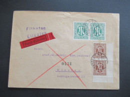 Am Post 14.10.1946 MiF Nr.6 (2) Eckrandstück Und Nr.31 (2) Durch Eilboten / Express Passau - München - Cartas & Documentos