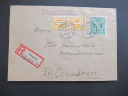 Am Post 12.2.1946 MiF Portoperiode 1 Einschreiben Fernbrief Passau 2 Nach Osnabrück Mit Ank. Stempel - Storia Postale