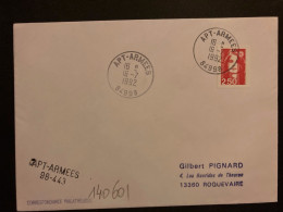 LETTRE TP M DE BRIAT 2,50 OBL.16-7 1992 APT ARMEES 84998 + Griffe INSEE - Military Airmail
