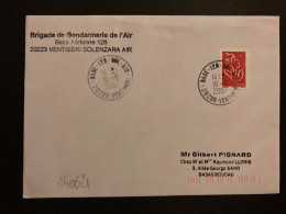 LETTRE TP M DE LAMOUCHE TVP ROUGE OBL.18-6 2007 BASE 126 SOL AIR 20223 VENTISERI + BRIGADE DE GENDARMERIE DE L'AIR - Military Airmail