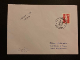 LETTRE TP M DE BRIAT 2,50 OBL.26-10 1992 95 TAVERNY AIR VAL D'OISE + Grife INSEE - Military Airmail