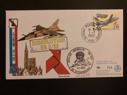 LETTRE DISSOLUTION ER 3/33 TP AEROPOSTALE 2,50 OBL.1-7 1993 BUREAU POSTAL MILITAIRE 648 + BA 124 67 STRASBOURG - Militaire Luchtpost