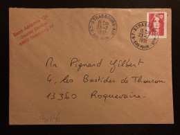 LETTRE TP M DE BRIAT 2,30 OBL.23-7 1991 67 STRASBOURG AIR BAS-RHIN + BASE AERIENNE 124 COURRIER GENERAL - Militärische Luftpost