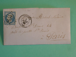 DB21 FRANCE  BELLE LETTRE 1864 NEVERS  A PARIS DUMAS +NAPOLEON N°22   + AFFRANCH PLAISANT - 1862 Napoléon III.