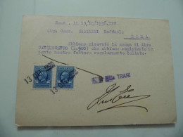 Cartolina Postale "DITTA TRANI Produttori Generali Per L'Elettricità ROMA" Marche Da Bollo 1937 - Marcophilia