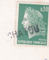 Cachet Manuel--Griffe Linéaire " CHATOU " Type Marianne De Cheffer Sur Cpsm "LA GUERCHE DE BRETAGNE-35"-Vue Aérienne - Handstempels