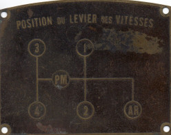 AUTOMOBILE  HOTCHKISS -  Plaque Métallique ,  Position Du Levier Des Vitesses, 4 Vitesses - PM - AR - Voitures
