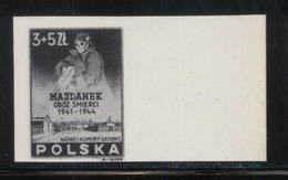 POLAND 1946 MAJDANEK BLACK PRINT IN MEMORY OF HOLOCAUST VICTIMS IN WW2 NAZI GERMANY DEATH CAMP MNH Judaica Jews - Ensayos & Reimpresiones