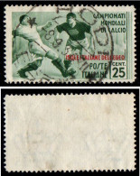 Egeo 1934 - Campionati Mondiali Di Calcio - PO 25 Cent. - Usato - Egeo