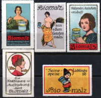 1841. GERMANY 5(4 MH, 1 WITHOUT GUM)BIO MALZ POSTER STAMPS, LABELS - Erinnophilie