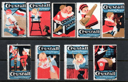 1843. GERMANY   9 CRYSTALL  POSTER STAMPS, LABELS, WITHOUT GUM - Erinnophilie