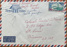FRENCH POLYNESIA 1971, COVER USED TO USA, ADVERTISING HOTEL TAHITI, PAPEETE ILE TAHITI CITY CANCEL. - Covers & Documents