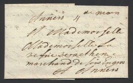 1711, Voorloper Met Inhoud Uit Mons, Naar Antwerpen, Portmerk '4' (stuivers) (in Inkt), Handgeschreven 'de Mons', Zm. - 1621-1713 (Países Bajos Españoles)