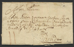 1736, Uit Bruxelles (met Inhoud) 3/4/1736 Naar Gent, Port 2 Krijtstrepen (rood), M. - 1714-1794 (Paises Bajos Austriacos)