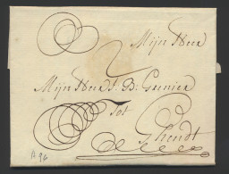 1743, Mooie Voorloper (met Inhoud) Uit Anvers 8/7/1743 Naar Ghent, Port 2 (in Zwart), Zm. - 1714-1794 (Paises Bajos Austriacos)