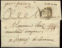 1748 ,voorloper Met Inhoud 'de Menin Le 5 Février 1748' Handgeschreven 'Menin' En Port Payé, Transit Dubbelringstempel I - 1714-1794 (Paesi Bassi Austriaci)