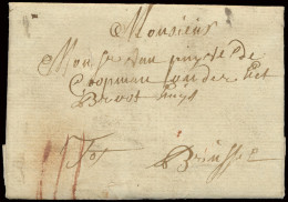 1749, Brief (met Inhoud) Van Zele Naar Brussel 27/11/1749, Port 3 Rode Krijtstrepen, Zm. - 1714-1794 (Paises Bajos Austriacos)