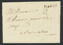 1762, Voorloper Met Inhoud Uit Namur (zwarte Lijnstempel), Naar Brussel, Portcijfer '2' (in Inkt), Zm. - 1714-1794 (Austrian Netherlands)