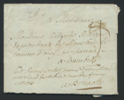 1774 Voorloper Met Inhoud Uit Menin (Herlant N° 11) Op 12.01.1774 Naar Humbeke, Via Een Tussenadres In Brussel, Zm - 1714-1794 (Paises Bajos Austriacos)