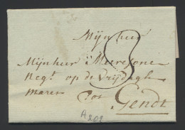 1778, Mooie Voorloper (met Inhoud) Uit Menin 7/9/1778 Naar Gendt, Port (in Het Zwart), Zm. - 1714-1794 (Paesi Bassi Austriaci)