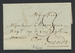 1778, Mooie Voorloper (met Inhoud) Uit Menin 7/9/1778 Naar Gendt, Port (in Het Zwart), Zm. - 1714-1794 (Paises Bajos Austriacos)