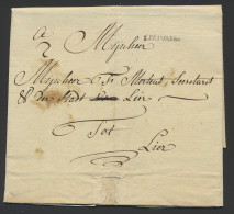 1788, Voorloper Met Inhoud Uit Louvain (kleine Zwarte Naamstempel), Naar Lier, Portcijfer '2' (in Inkt), Zm/m. - 1714-1794 (Paises Bajos Austriacos)