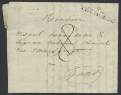 1803 Voorloper Met Inhoud Naar Gand 17 Nivose XI En Zwarte Naamstempel Op Twee Lijnen ’92 Termonde’, Portcijfer Twee Doo - 1794-1814 (Französische Besatzung)