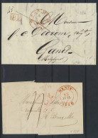 1836, Twee Brieven Met Rode Datumstempel MEENEN In 1836 Naar Gand Met PP In Kader En Brussel, Zm - 1830-1849 (Belgio Indipendente)