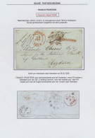 1838 Brief Van Antwerpen Naar Aberdeen Met Rode Franco Frontière En Verbeterde Portaanduidingen, Detail Toelichting Is B - 1830-1849 (Belgica Independiente)