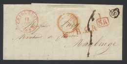 1839 Mooie Brief Met Postbusletter S In Cirkel, Rode SR-stempel, Dubbelcirkelstempel Charleroi 13 Dec 1839 Naar Maubeuge - 1830-1849 (Independent Belgium)