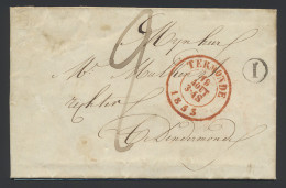 1853 Voorloper Met Inhoud Geschreven In Wieze Op 19 Augustus 1853 Met Postbusletter I En Rode Dubbelringstempel Dendermo - 1830-1849 (Independent Belgium)