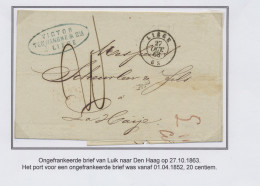 1863 Brief Luik - Den Haag Op 22.10.1863, Port 20 Centiem, Zm - 1830-1849 (Belgio Indipendente)