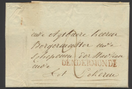 Voorloper Met Inhoud Uit Dendermonde Met Rode Mooie Naamstempel van Dendermonde Naar Lokeren, Zm - 1830-1849 (Independent Belgium)