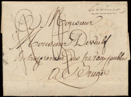 Mooie Voorloper Met Inhoud Lessines (handgeschreven Herkomst) Via ATH (zwak Gestempeld) Naar Brugge, Diverse Portverreke - 1830-1849 (Belgica Independiente)