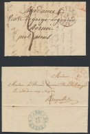 Twee Mooie Voorlopers Met Inhoud Uit Ieper (dubbelring Stempel In Rode Inkt) In 1836 En 1837 Naar Brussel En Hornu (Mons - 1830-1849 (Independent Belgium)