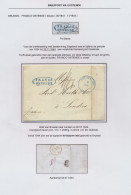 1844 Brief Van Brussel Op 2.7.1844 Naar Londen 4.7.1844 Met Mooie Blauwe Ovale Stempel Franco Ostende (33,5 X 13 Mm) En  - 1830-1849 (Belgio Indipendente)