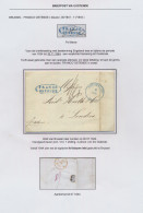1844 Brief Van Brussel Op 2.7.1844 Naar Londen 4.7.1844 Met Mooie Blauwe Ovale Stempel Franco Ostende (33,5 X 13 Mm) En  - 1830-1849 (Independent Belgium)